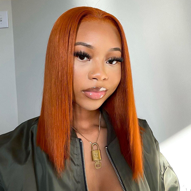 Ginger Wig Brazilian Human Hair Bob Wigs Straight 13x4 Lace Front Human Hair Wigs