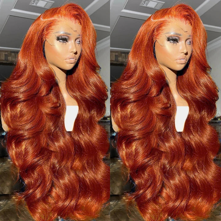 Super Sale Reddish Ginger Brown 13x4/13x6 Lace Front Human Hair Wigs Body Wave #33