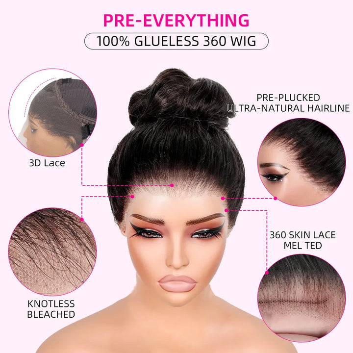 Straight 360 Lace Frontal Wigs Upgraded Glueless Human Hair Wigs Bling hair