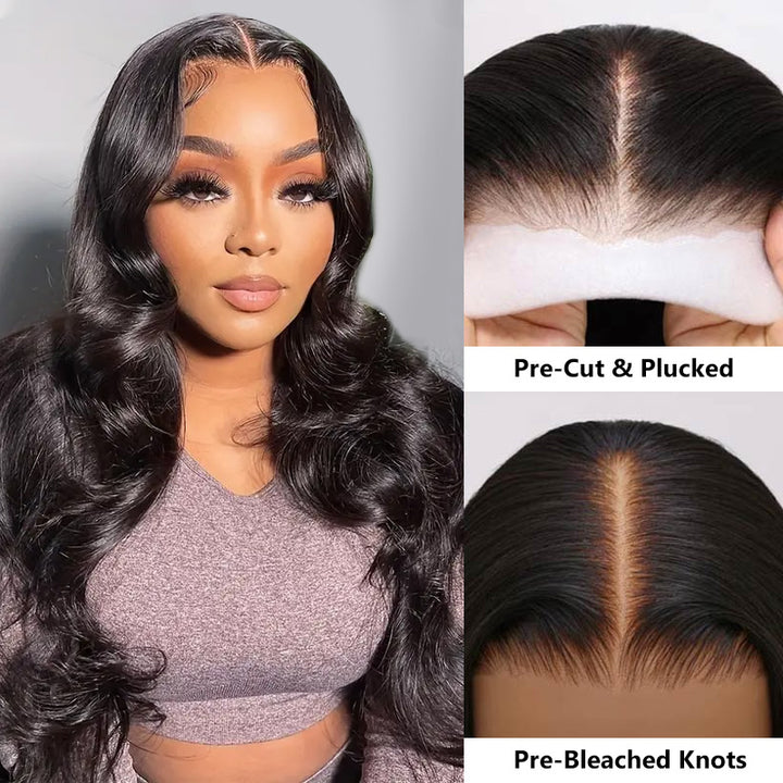 7x5 Ready to Wear Glueless Human Hair Wigs Body Wave Bleached Knots Pre-Cut 6x4 Lace Closure Wig