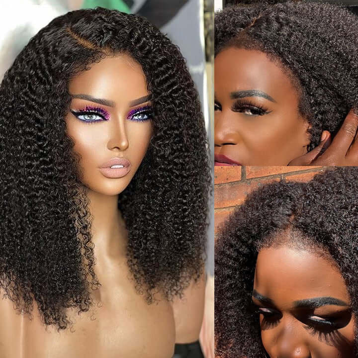 Afro Kinky Curly Hair Wigs Human Hair Lace Frontal Wigs Curly 4C Kinky Curly Human Hair Wig Natural Hairline
