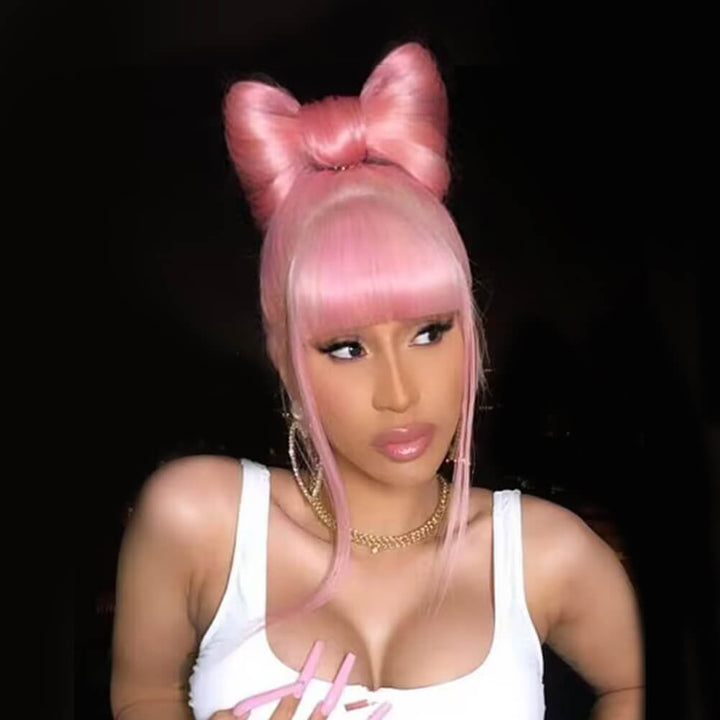 Light Pink Color Straight Lace Front Wig