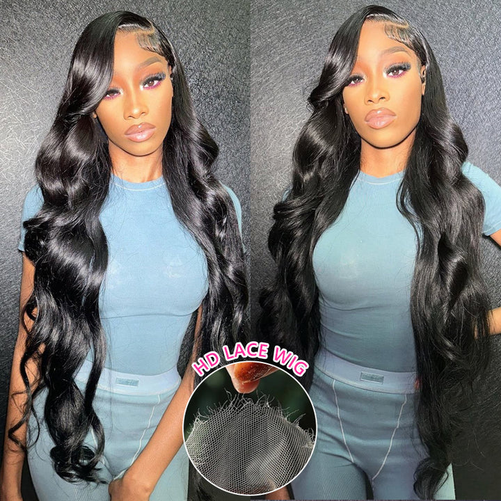 26-40 Inch Long Body Wave HD Lace Front Human Hair Wigs Bling Hair
