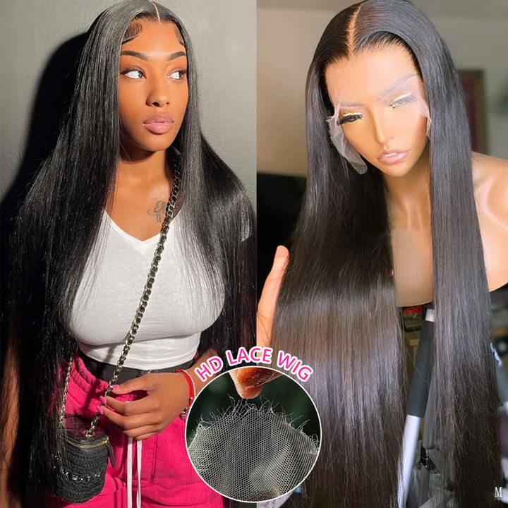 26-40Inch Long Straight HD Lace Front Human Hair Wigs