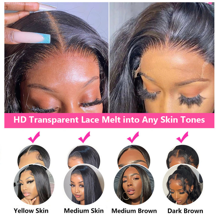 5x5 6x6 7x7 HD Lace Closure Straight Human Hair Transparent Lace Closures Only