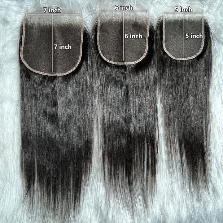 5x5 6x6 7x7 HD Lace Closure Straight Human Hair Transparent Lace Closures Only