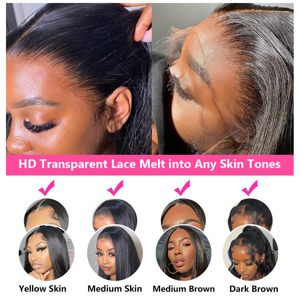 26-40 Inch Long Body Wave HD Lace Front Human Hair Wigs Bling Hair