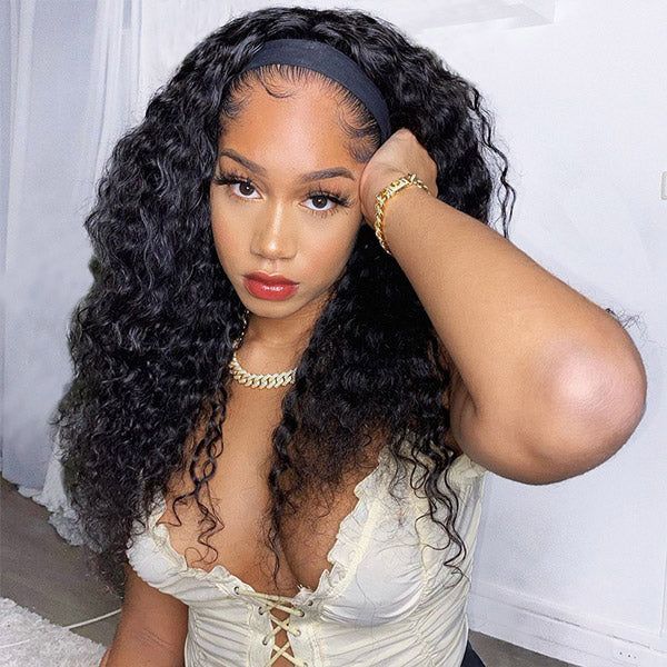 Super Sale Deep Wave Headband Human Hair Wigs