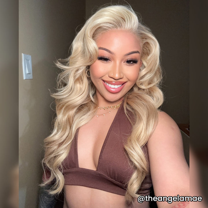 Balayage Highlight Brown Mix Blonde 613 Straight 13x4 Lace Front Wig Glueless 4x4 Lace Human Hair Wig