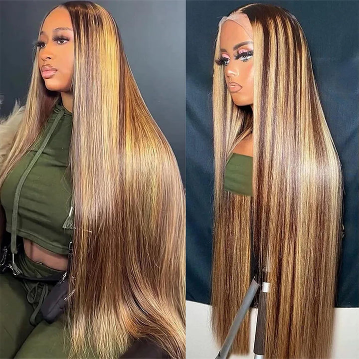 Pelucas coloreadas rubias miel del cabello humano del cordón del resalte recto de 30 pulgadas