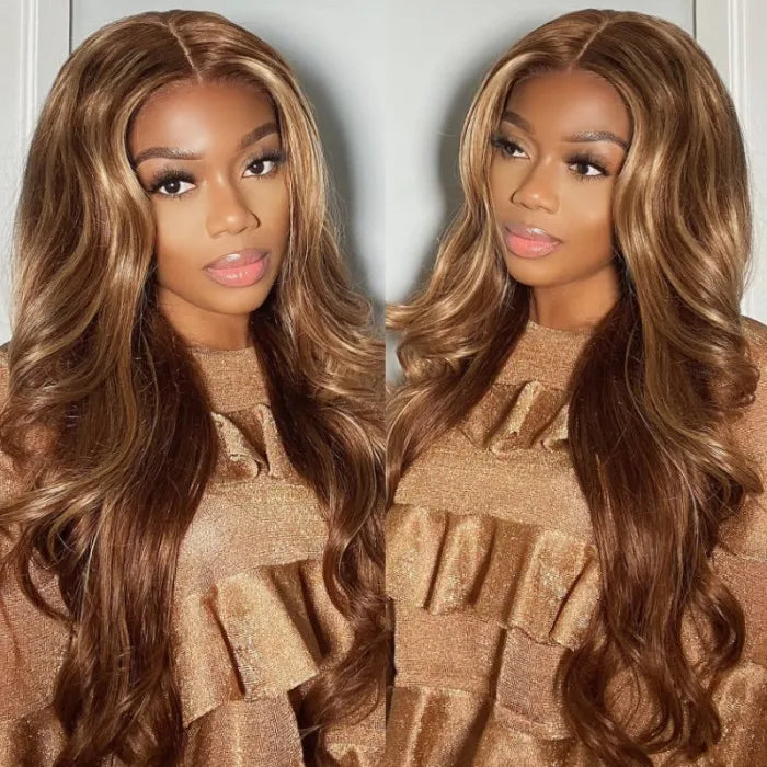 Wear Go Pre Cut Lace Honey Blonde Highlights Body Wave Air Wig