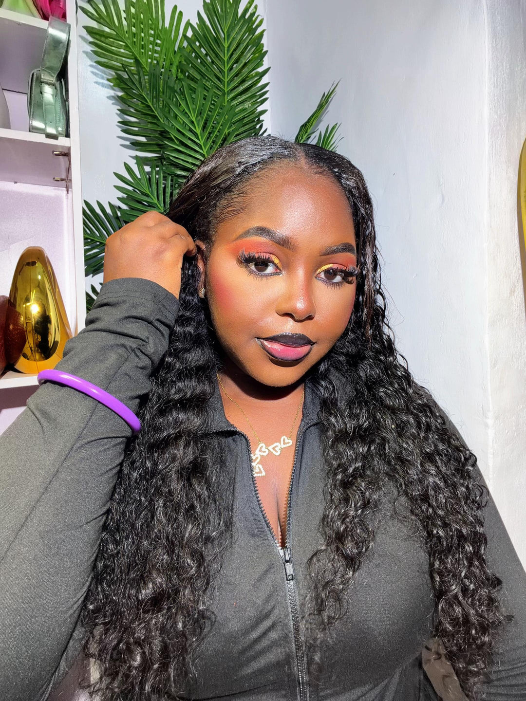 Drawstring Pull Go Wig | Deep Wave Curly V Part Glueless Wig Beginner Friendly Undetectable Leave Out Natural Scalp Thick Human Hair Blinghair