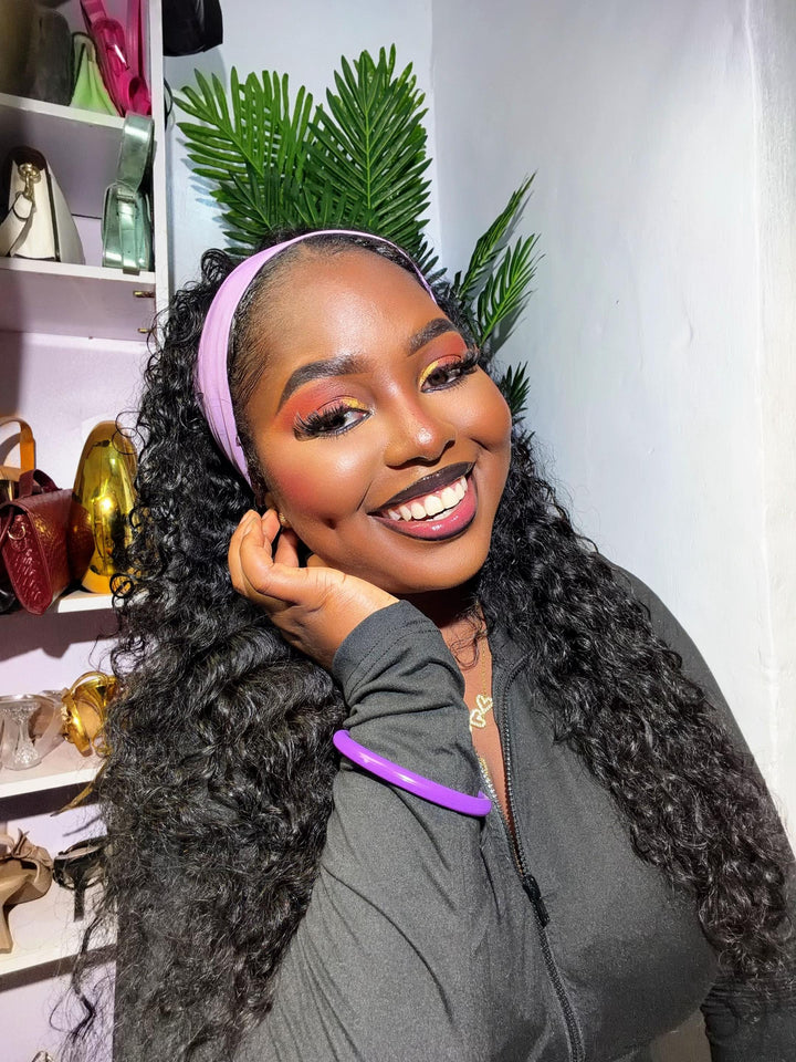 Drawstring Pull Go Wig | Deep Wave Curly V Part Glueless Wig Beginner Friendly Undetectable Leave Out Natural Scalp Thick Human Hair Blinghair