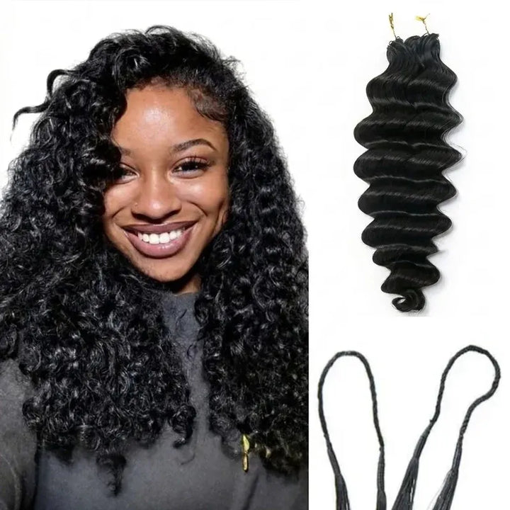 Loose Deep Wave Crochet Hair Natural Black Machine Made Feather Crochet Human Hair Extension