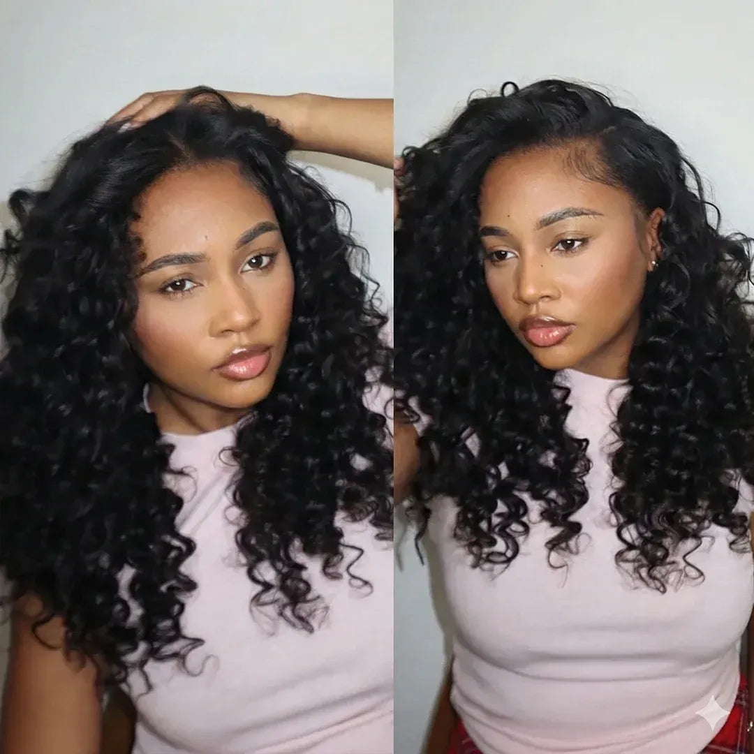 Loose Deep Wave Crochet Hair Natural Black Machine Made Feather Crochet Human Hair Extension