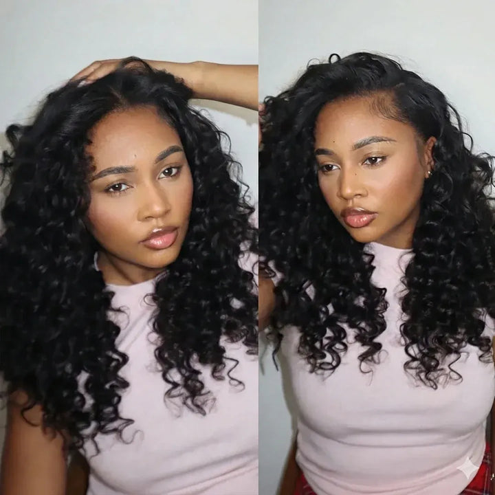 Loose Deep Wave Crochet Hair Natural Black Machine Made Feather Crochet Human Hair Extension