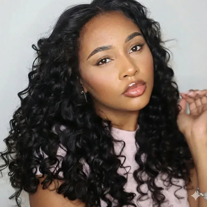 Loose Deep Wave Crochet Hair Natural Black Machine Made Feather Crochet Human Hair Extension