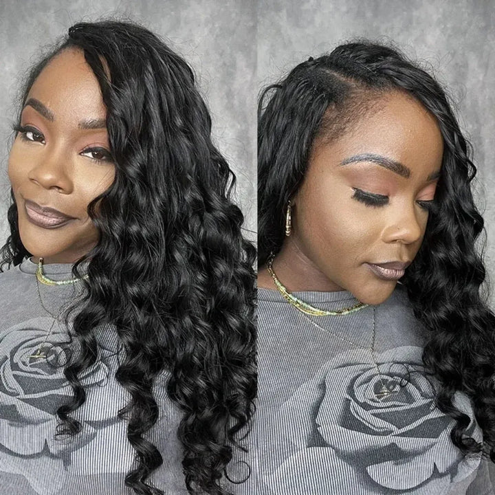 Loose Deep Wave Crochet Hair Natural Black Machine Made Feather Crochet Human Hair Extension