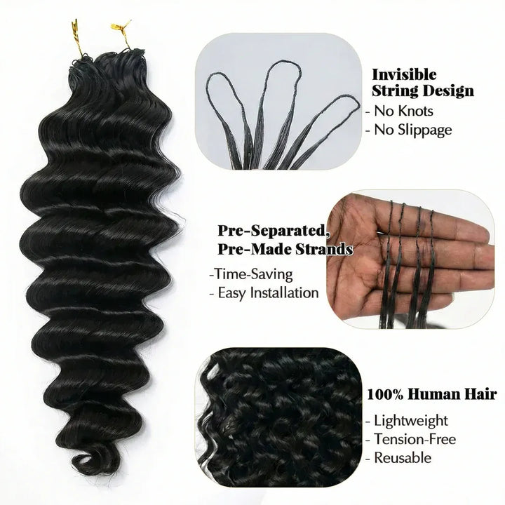 Loose Deep Wave Crochet Hair Natural Black Machine Made Feather Crochet Human Hair Extension