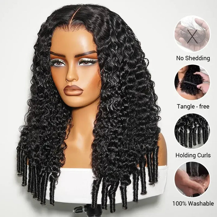 99J Burgundy Burmese Curly Glueless Wig Human Hair Pull Go 13x6 Full Lace Snug Fit Drawstring Wear And Go Wig