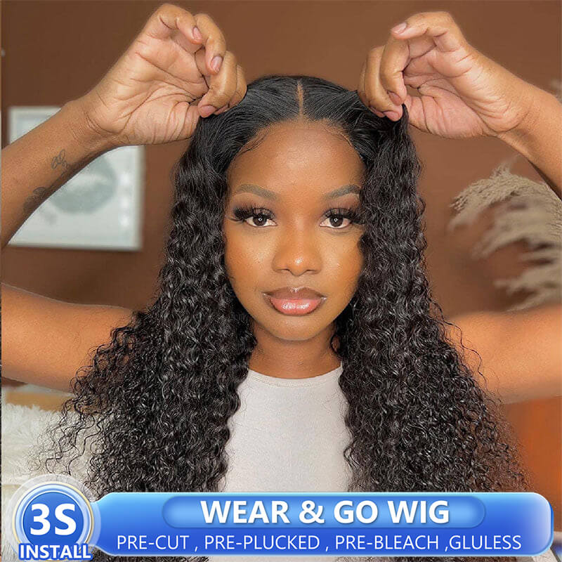 Curly Wear&Go Pre Cut Crystal HD Glueless Human Hair Wigs Easy Beginner