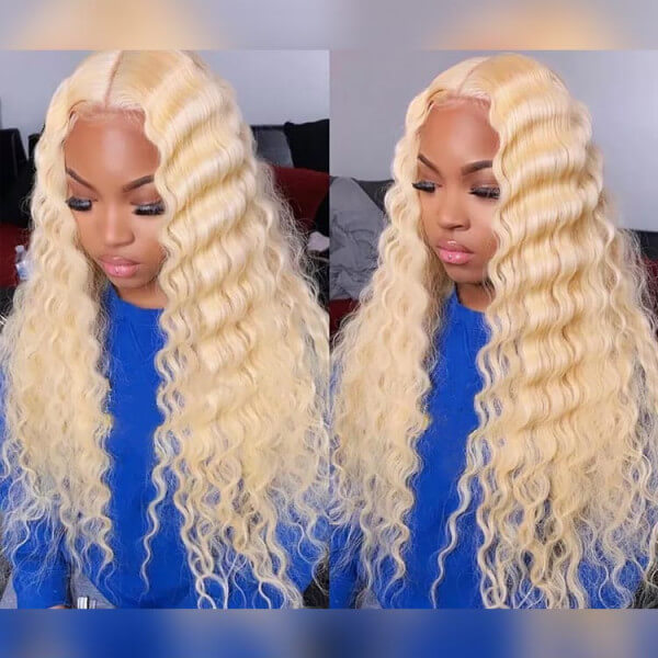 Loose Deep Wave HD Transparent Lace 613 Blonde Human Hair Wigs
