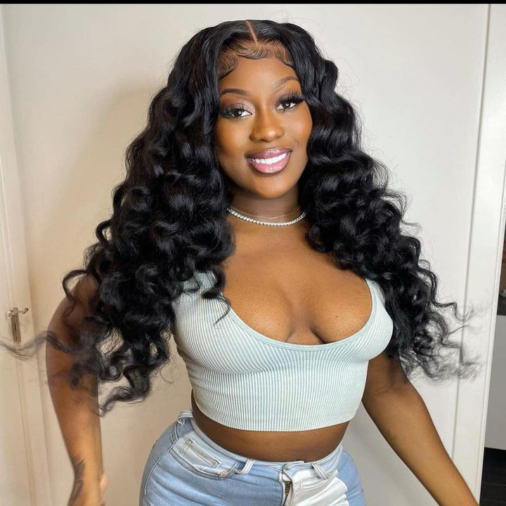 Bleached Knots Pre-Cut Glueless Lace Wig Loose Wave Human Hair Wigs With Pre-Plucked Hairline