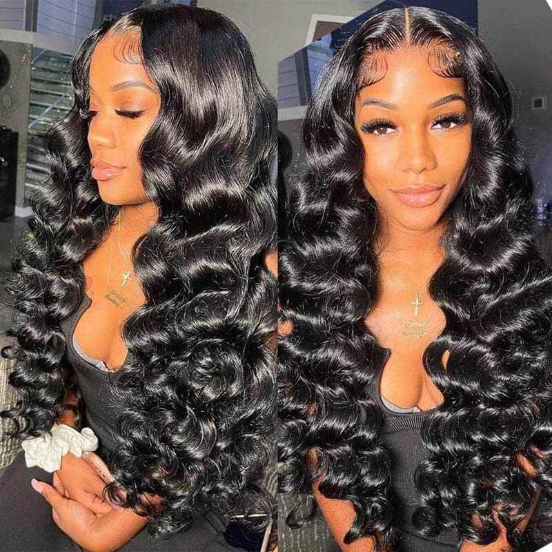HD Lace Wigs Double Drawn Hair Loose Wave Virgin Hair Wig Melted Match All Skin