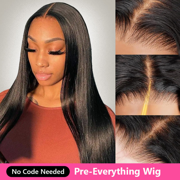 Straight Glueless Human Hair Wigs Pre-Everything 7x5 6x4 Lace Closure Wig