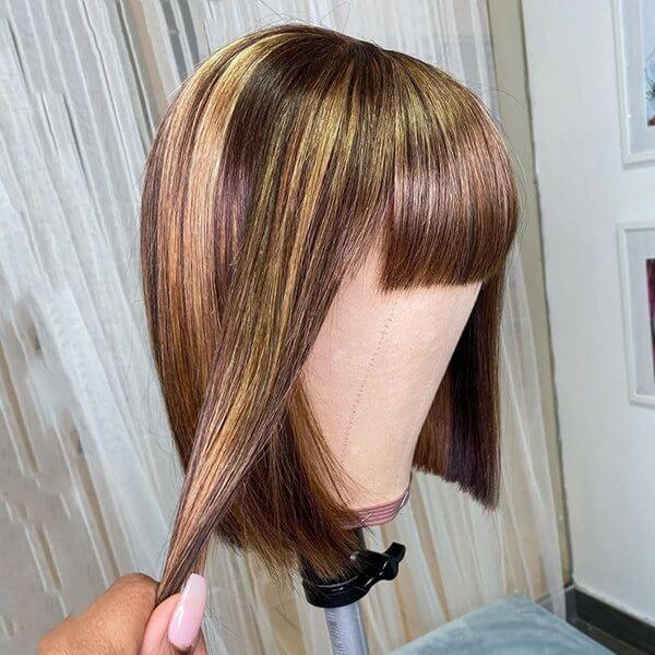 Buy One Get One Free Straight Lace Frontal Wig Plus Highlight Bob Wig