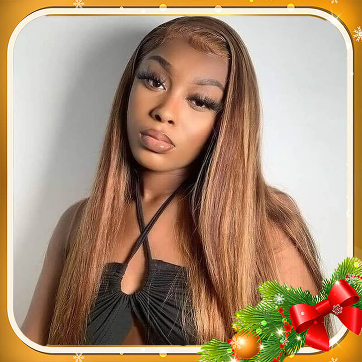 Honey Blonde Piano Highlights Color Hair Straight Colored Wigs