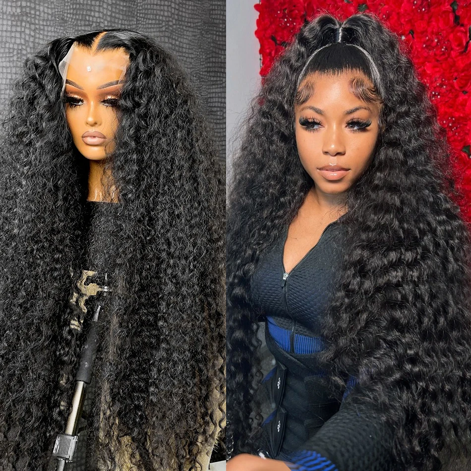 180% Density Deep Wave 13x6 13x4 Lace Frontal Wig Natural Color Human Hair Wig