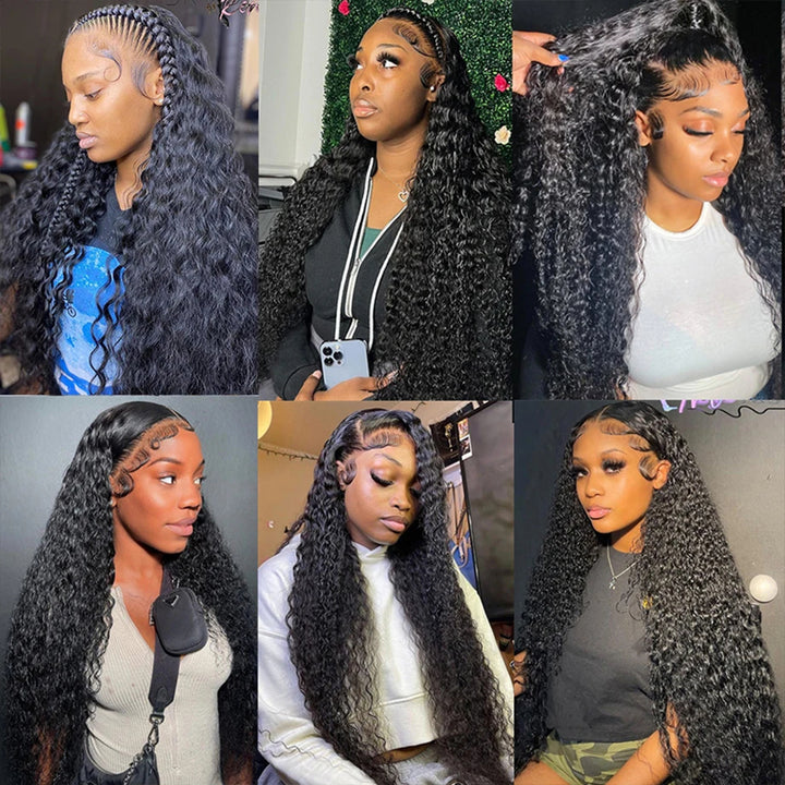 Bling Hair Deep Water Wave 13x6 Lace Frontal Human Hair Wigs 200% Density 30 Inch