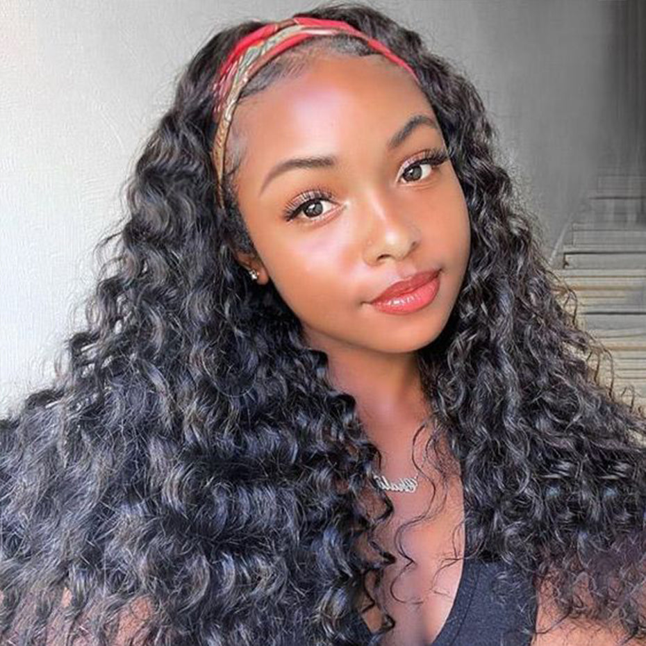 Super Sale Deep Wave Headband Human Hair Wigs