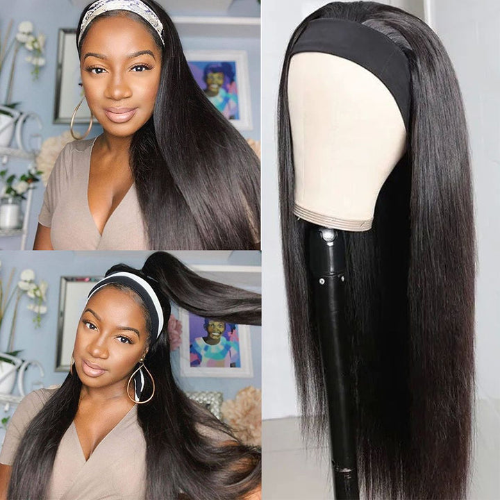 Super Sale Straight Human Hair Glueless Headband Wig