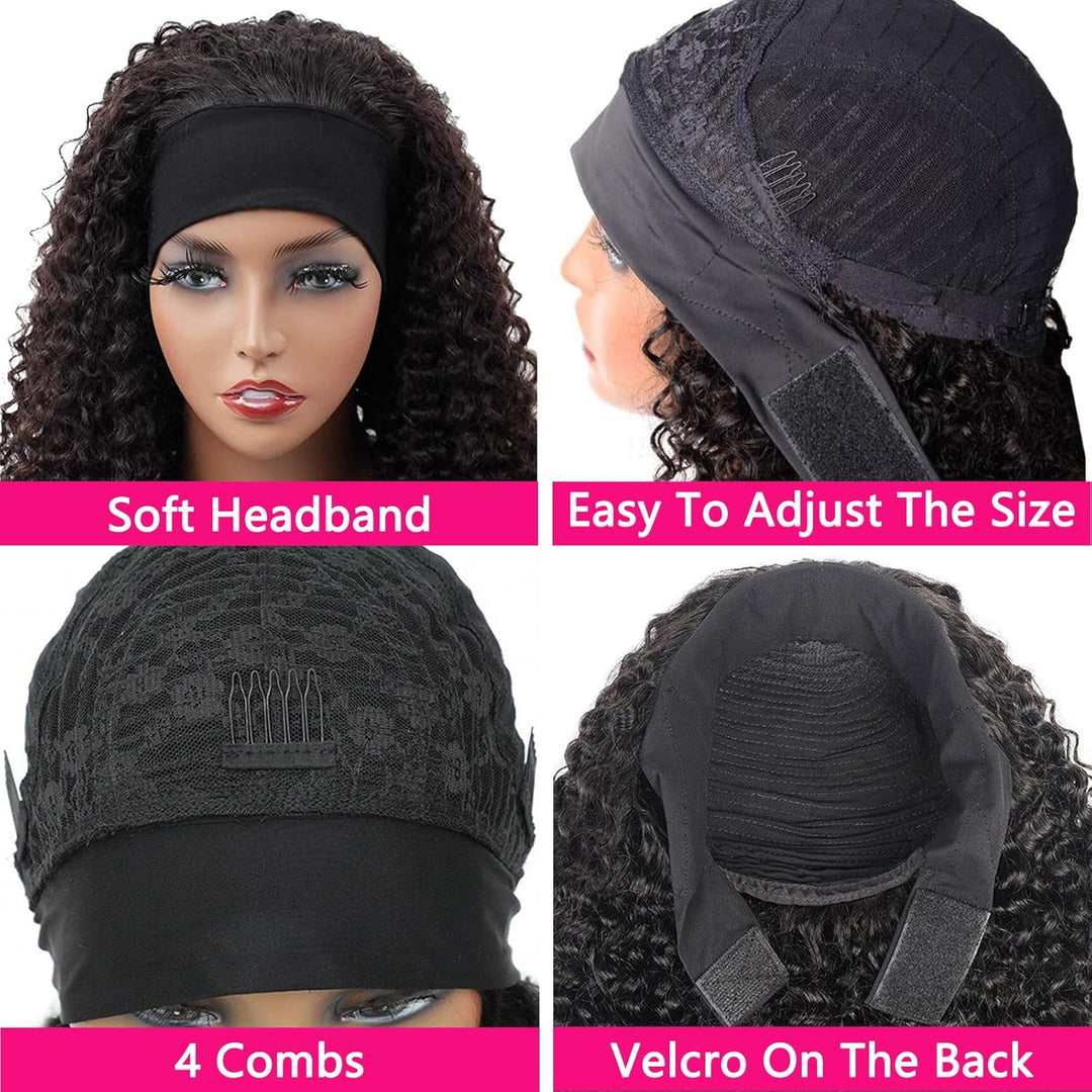 BlingHair Kinky Curly Headband Human Hair Wig No Code Needed