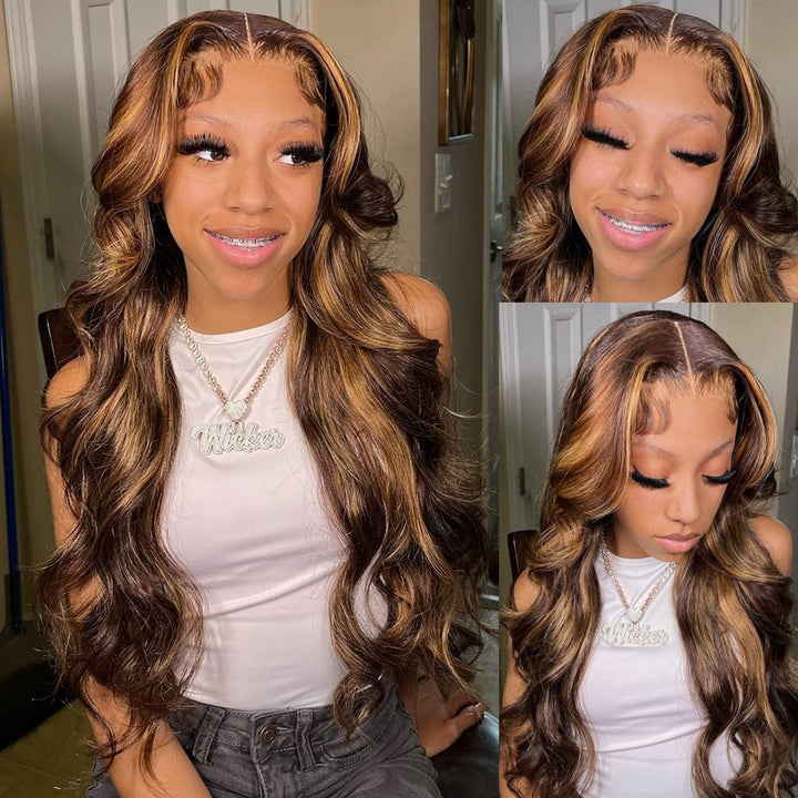 Bling Hair P4/27 Highlight Wigs 13x4 / 4x4 Lace Wigs Body Wave Virgin Hair Pre-Colored