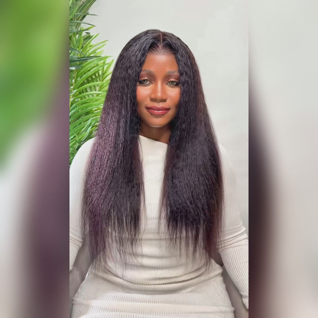 360 Glueless Lace Frontal Wigs Kinky Straight Human Hair Wigs