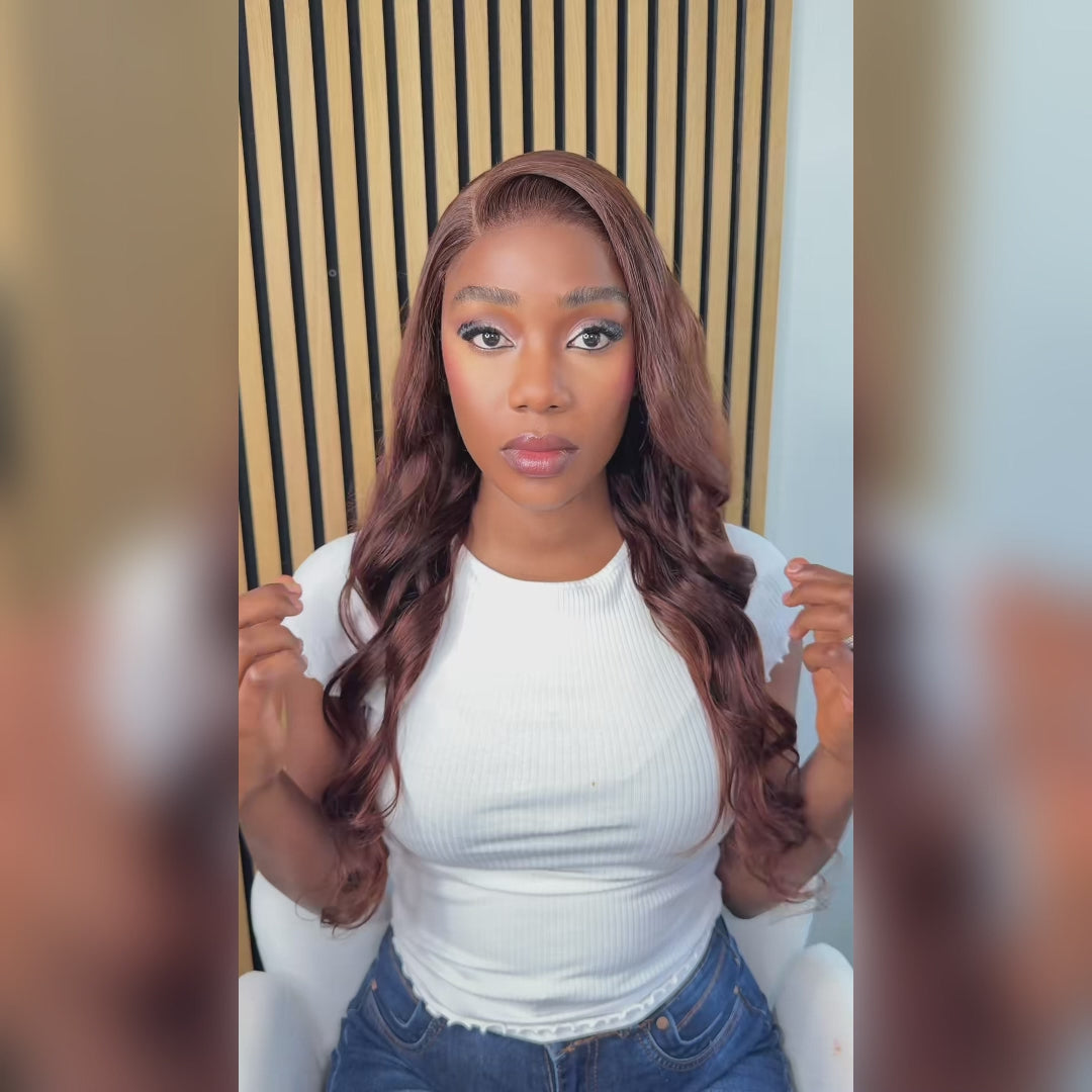 Bling Hair Brown Colored Human Hair 13x4 13x6 Lace Frontal Wig Body Wave Ready to Wear Glueless 6x4 Pre-Cut Lace Closure Wig #4