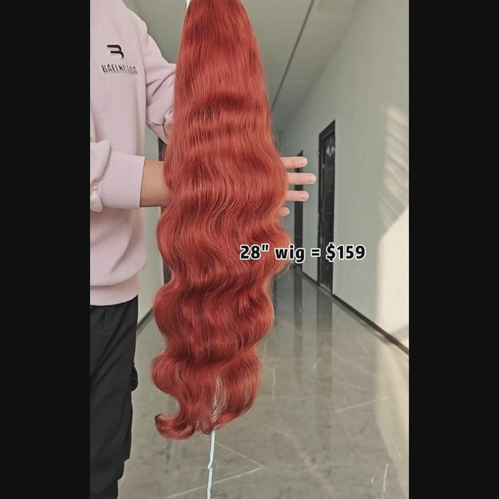 Super Sale Reddish Ginger Brown 13x4/13x6 Lace Front Human Hair Wigs Body Wave #33