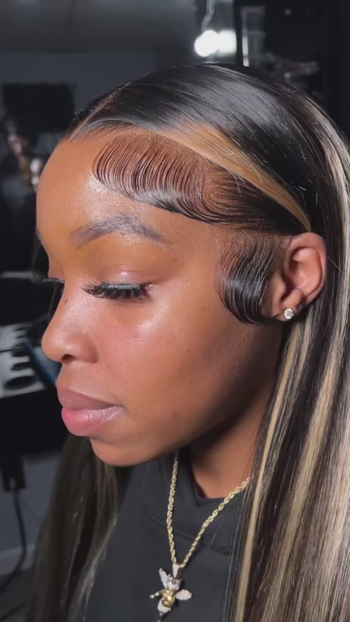 Balayage Highlights Straight Human Hair P1B/27 Pre-Plucked Wig For Woman