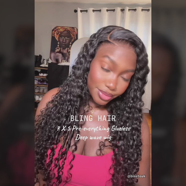 Pre-Everything Glueless 7x5 Lace Closure Human Hair Wigs Deep Wave