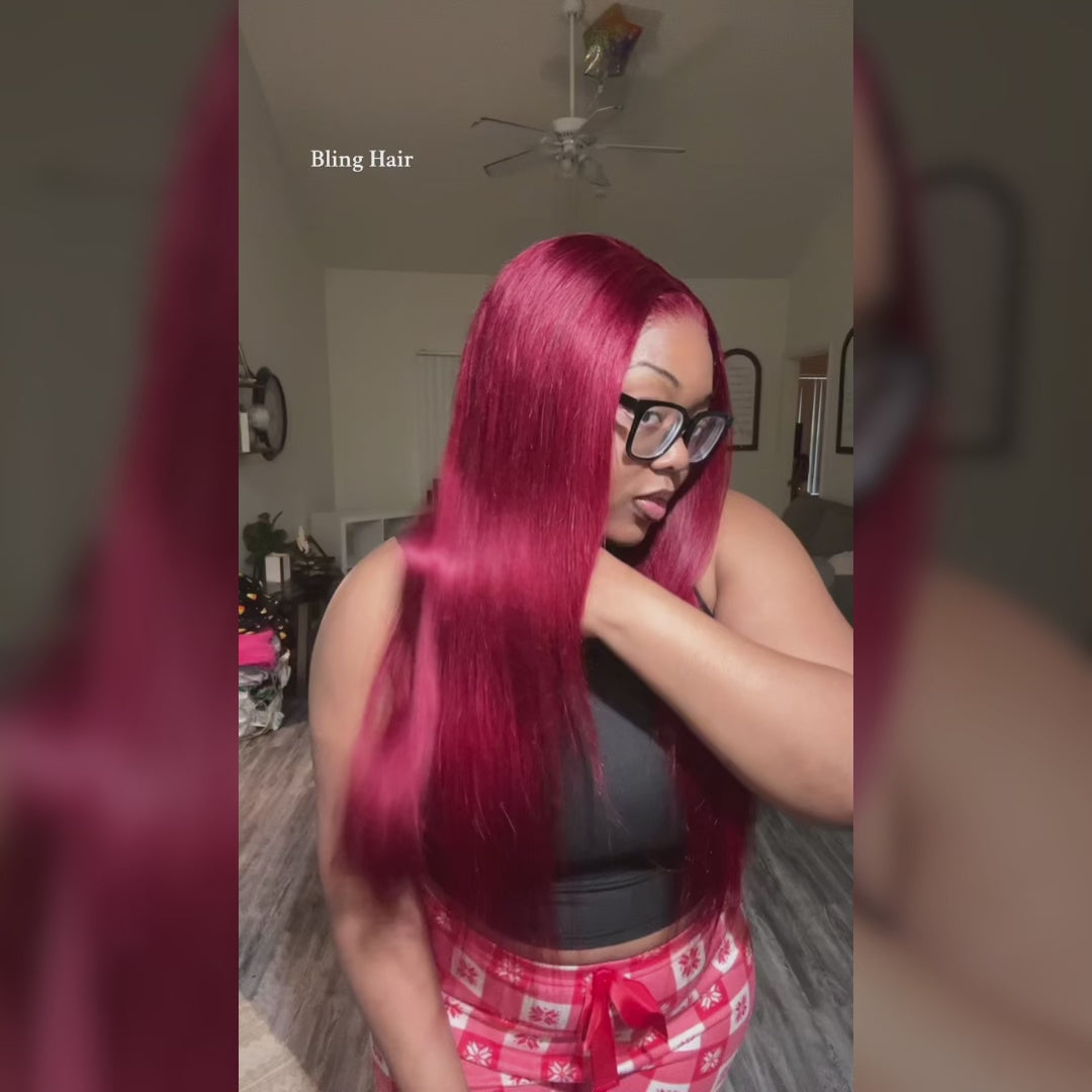 Straight Glueless Wig Reay to Wear 9x6 7x5 Lace Closure Human Hair Wigs Brown Burgundy Ginger