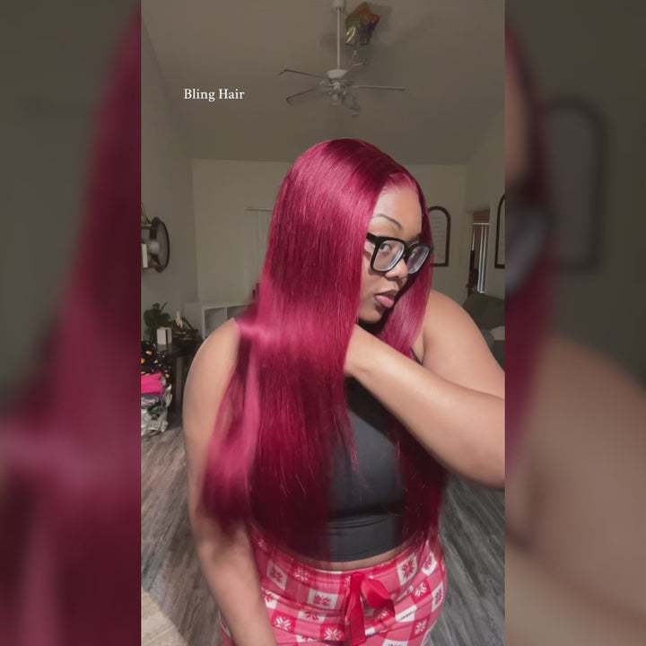 Straight Glueless Wig Reay to Wear 9x6 7x5 Lace Closure Human Hair Wigs Brown Burgundy Ginger