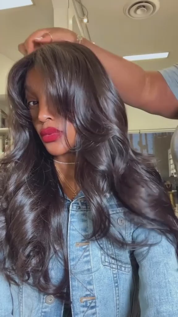 Face-Framing Curtain Bangs Body Wave Wig Glueless Ready Go 6x4 Pre-Bleached Tiny Knots Pre-Plucked Lace Wig