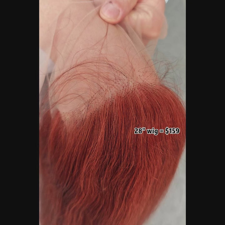 Super Sale 13x4/13x6 Lace Front Human Hair Wigs Reddish Ginger Brown Straight #33
