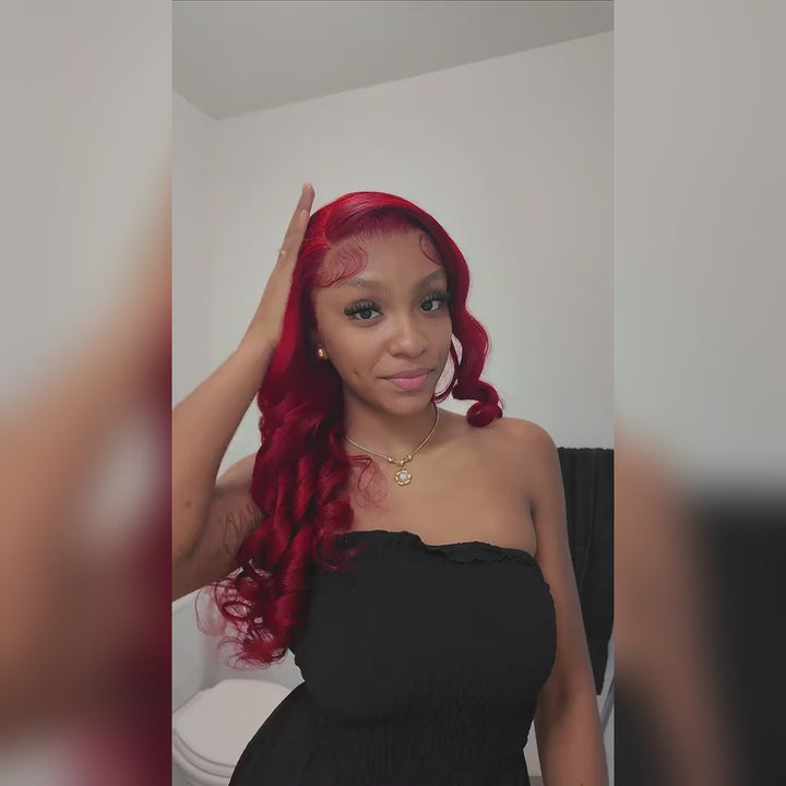 Burgundy Lace Front Wig 99J Red Wand Curly Human Hair Wigs Colored HD Transparent Preplucked Red Wine Hair Wig
