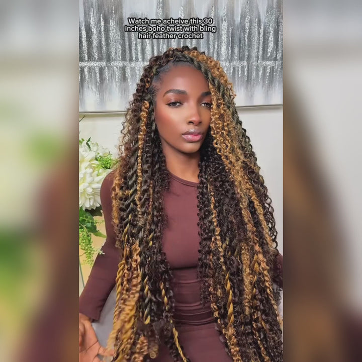 Highlight #P4/27 Burmese Curly Crochet Weave Hair Machine Made Feather Crochet Human Hair Extension