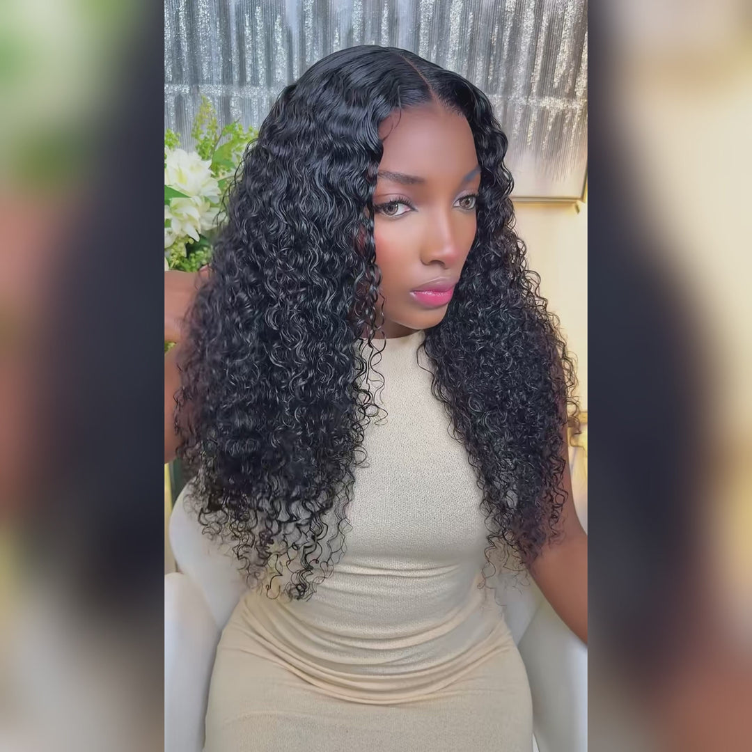 Burmese Curly Pull Go Glueless 13x6 Full Lace Frontal Human Hair Wigs