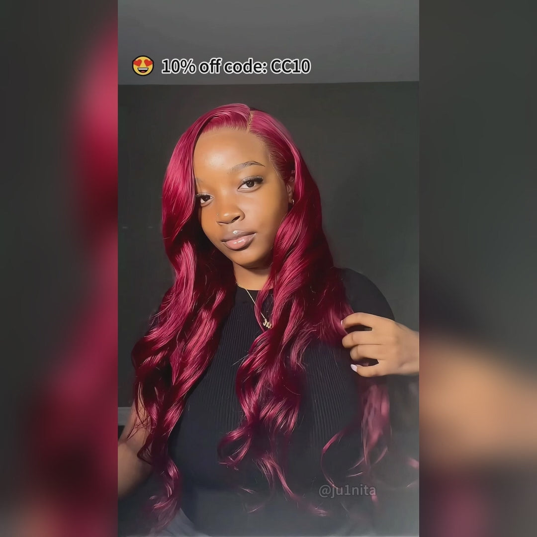 Burgundy Pre-cut Wigs Human Hair 99j Lace Front Wig 13x4 13x6 Straight Glueless Human Hair Wigs Pre Plucked Hairline